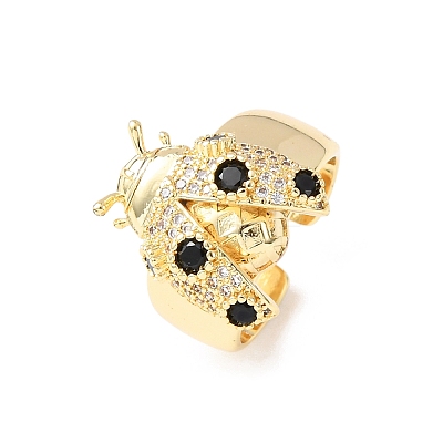 Adjustable Brass Micro Pave Cubic Zirconia Cuff Open Rings RJEW-H263-263B-G-1