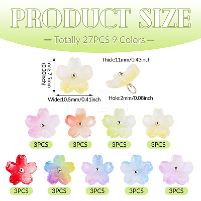 27Pcs 9 Colors Two Tone Glass Charms PALLOY-TADJ00014-1