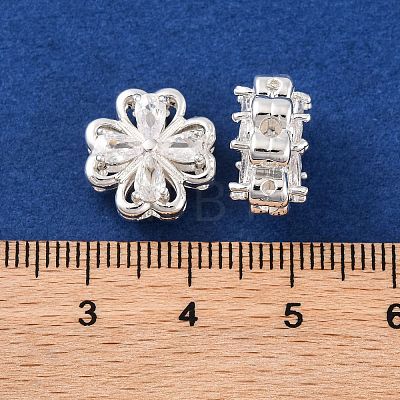 Brass Micro Pave Clear Cubic Zirconia Beads KK-S389-21S-1