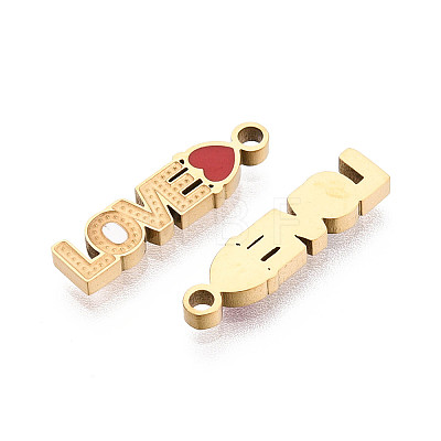 304 Stainless Steel & Enamel Word Love Pendants STAS-T073-20G-1
