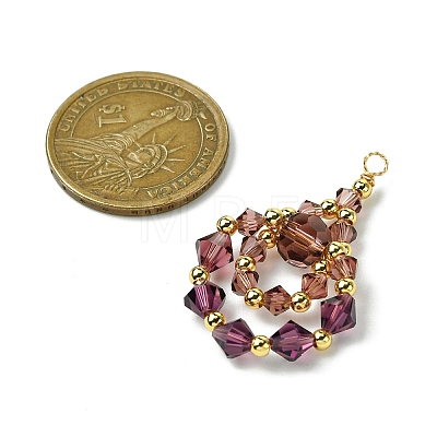 Imitation Austrian Crystal Beads with Eco-Friendly Copper Wire and Brass Beads Pendants PALLOY-JF03285-02-1