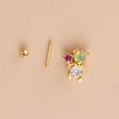 Brass Micro Pave Colorful Cubic Zirconia Bear Cartilage Earrings WGC0F5E-01-1