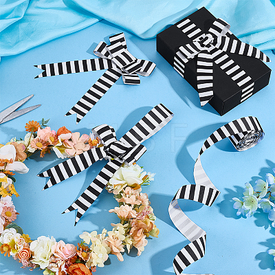 Polyester Stripe Pattern Ribbon OCOR-WH0078-526A-02-1