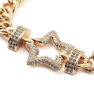 Cubic Zirconia Link Bracelet with Golden Brass Curb Chains BJEW-C055-06B-G-1