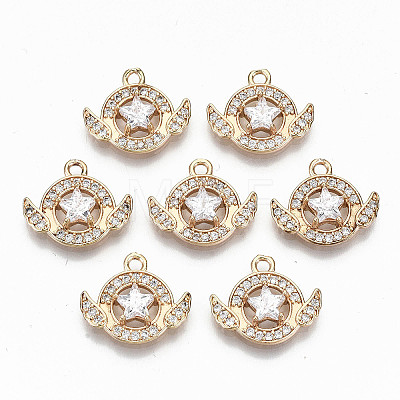 Brass Micro Pave Cubic Zirconia Pendants KK-S359-031-RS-1