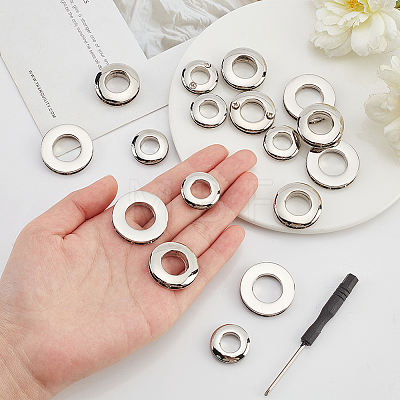 WADORN 18Pcs 3 Style Alloy Grommet Eyelet Findings FIND-WR0006-18P-1
