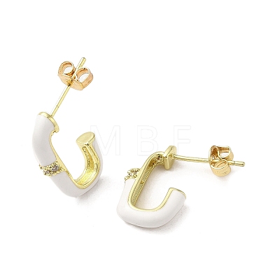 Real 18K Gold Plated Brass Oval Stud Earrings EJEW-L268-020G-03-1