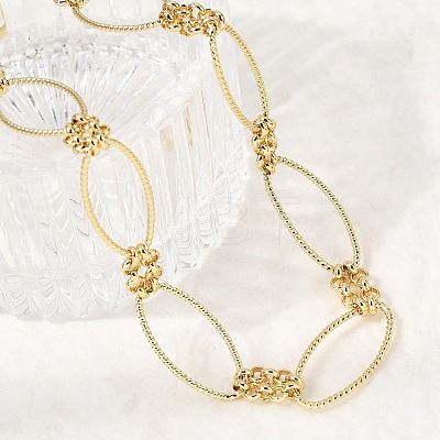 Brass Horse Eye Link Chain Necklaces NJEW-L013-15G-1