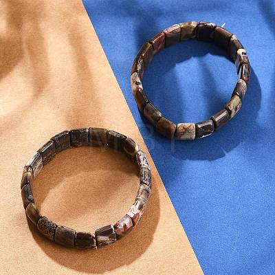 Natural Agate Beaded Stretch Bracelets for Women Men BJEW-M049-08C-1