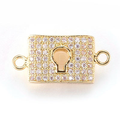 Brass Micro Pave Cubic Zirconia Links ZIRC-L068-08G-1