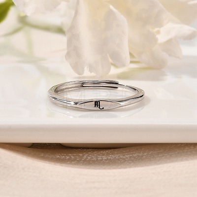Rhodium Plated 925 Sterling Silver Adjustable Rings RJEW-S397-01P-12-1