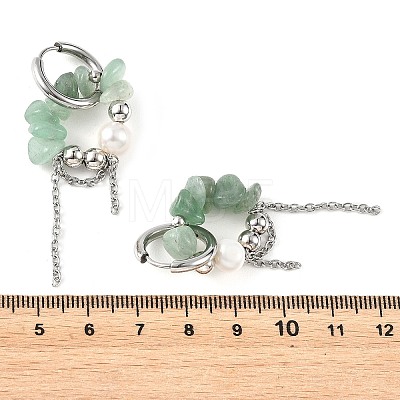 4 Pairs 4 Styles Natural Amethyst & Aquamarine & Green Aventurine & Eagle Eye Stone Chips Drop Earrings EJEW-TA00817-1