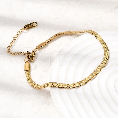 304 Stainless Steel Snake Chains Bracelets for Women BJEW-P395-02G-05-1