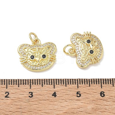 Brass Micro Pave Clear Cubic Zirconia Pendants KK-T085-21E-G-1
