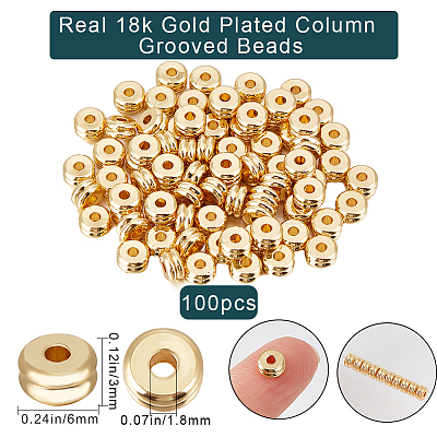 100Pcs Long-Lasting Plated Brass Spacer Beads KK-BBC0008-92-1
