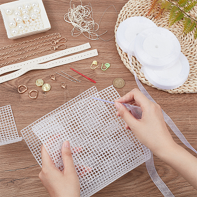 DIY Ribbon Knitting Women's Handbag Kits DIY-WH0453-08A-1
