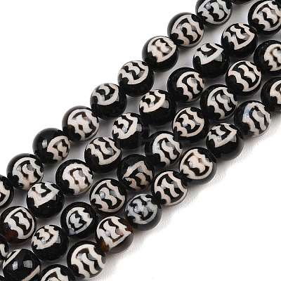 Tibetan Style dZi Beads Strands G-G328-A09-8mm-1