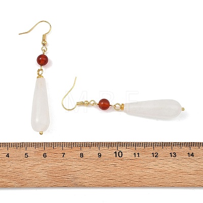 Natural Quartz Crystal & Brass & 304 Stainless Steel Dangle Earrings EJEW-JE07257-02-1