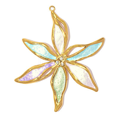 304 Stainless Steel with Enamel & Crystal Rhinestone Big Pendants SA-OY003-45G-1