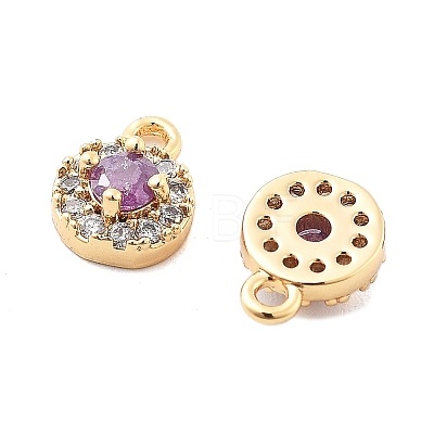 Brass Micro Pave Cubic Zirconia Charms KK-L222-001G-03-1