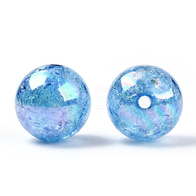 AB Color Transparent Crackle Round Acrylic Beads CACR-S006-04A-1