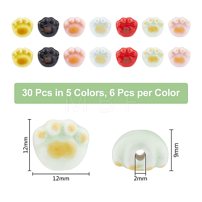 28Pcs 7 Colors Handmade Printed Porcelain Beads PORC-DC0001-03-1