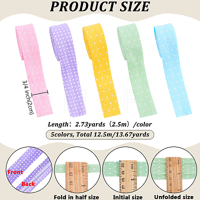 12.5M 5 Colors Printed Cotton Ribbon OCOR-FG0003-30-1
