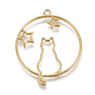 Zinc Alloy Kitten Open Back Bezel Pendants PALLOY-I126-02-1