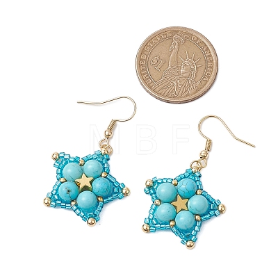 Synthetic Turquoise Dangle Earrings EJEW-JE06238-05-1