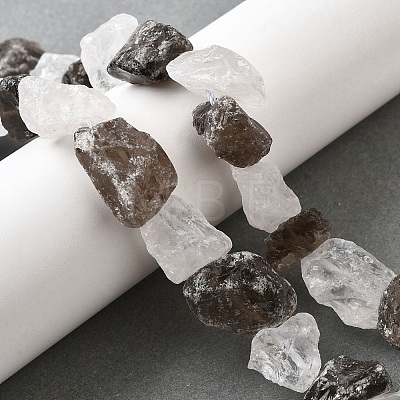 Natural Quartz Crystal and Smoky Quartz Beads Strands G-S386-C16-1