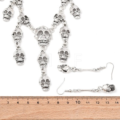 Halloween Tibetan Style Alloy Bib Necklaces & Dangle Earring Sets LS-SJEW-P006-03AS-1