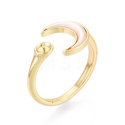 Moon Brass Shell Cuff Rings Setting KK-T079-23G-1