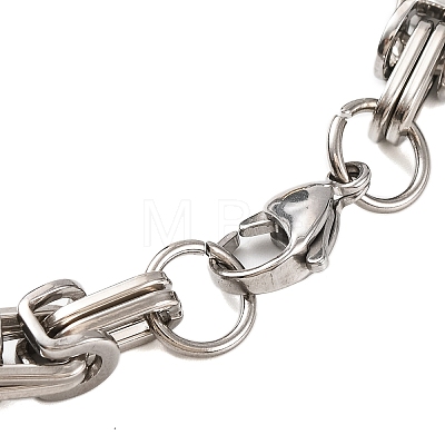 304 Stainless Steel Grooved Column Byzantine Chain Bracelets BJEW-B078-137GP-1