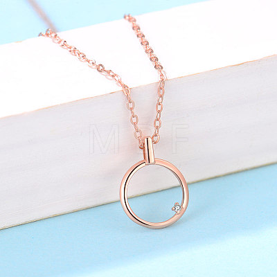 925 Sterling Silver Circle Pendant with Mozambique Diamond Fashion Women's Necklaces HI8884-1