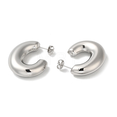 304 Stainless Steel Ring Stud Earrings EJEW-Z026-06P-1