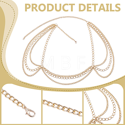 Aluminium Twisted Chain Multilayer Tassel Shoulder Body Chains for Women AJEW-WH0077-139G-1
