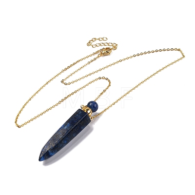 Dyed Natural Lapis Lazuli Bullet Shaped Perfume Bottle Pendant Necklaces G-B089-02G-09-1