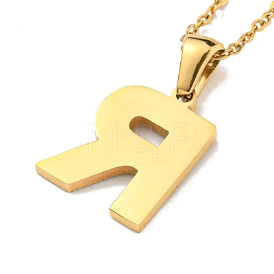 Ion Plating(IP) Initial Letter 304 Stainless Steel Pendant Necklaces NJEW-M199-01G-R-1