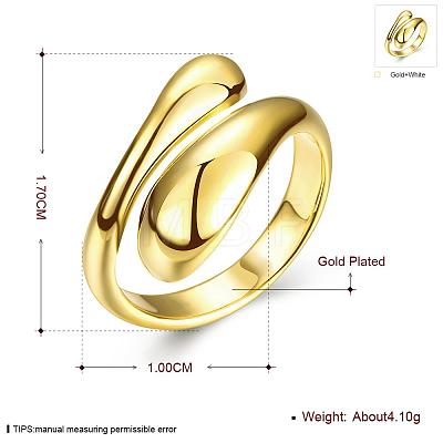 Real 18K Gold Plated Adjustable Brass Finger Rings for Women RJEW-BB07574-A-1