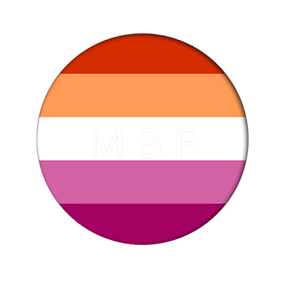 Rainbow Color Pride Flat Round Tinplate Lapel Pin GUQI-PW0001-034N-1
