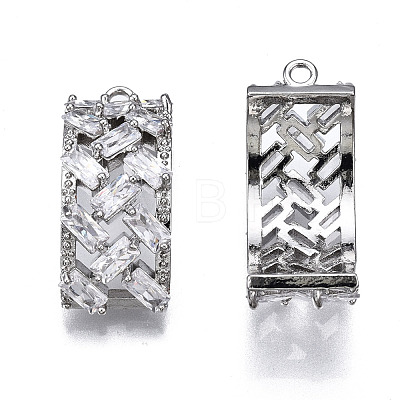 Brass Inlaid Clear Cubic Zirconia Pendants ZIRC-S069-002P-1