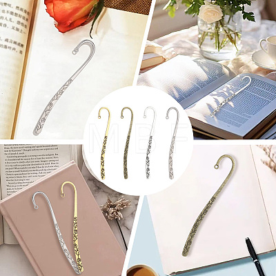 24Pcs 4 Styles Zinc Alloy Bookmark Findings FIND-PA0001-73-1