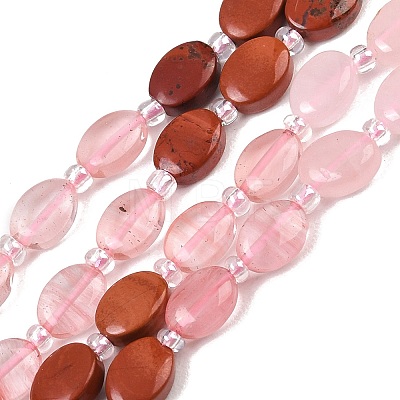 Cherry Quartz Glas & Natural Sodalite & Green Strawberry Quartz & Red Jasper & Red Aventurine & Rose Quartz Beads Strands G-Z135-A10-1
