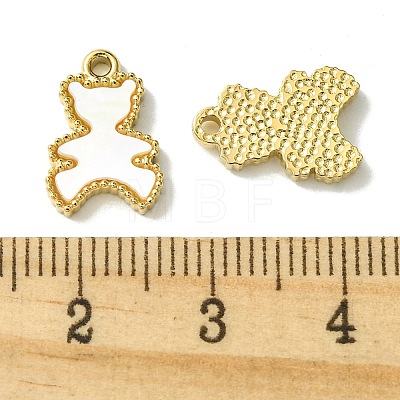 Ion Plating(IP) 304 Stainless Steel Pave Shell Bear Charms FIND-Z028-27G-1