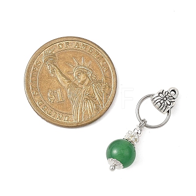 5Pcs 5 Styles Natural Green Aventurine & Black Onyx & White Jade & Malaysia Jade Pendants PALLOY-JF04711-1