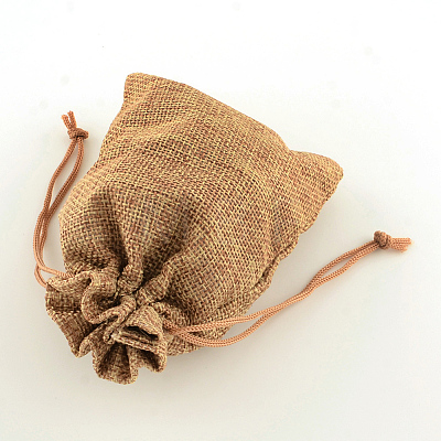 Polyester Imitation Burlap Packing Pouches Drawstring Bags LS-ABAG-R004-18x13cm-03-1