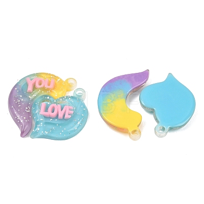 2Pcs Gradient Color Translucent Resin Pendants RESI-XCP0002-41A-1