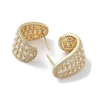 Rack Plating Brass Micro Pave Cubic Zirconia Stud Earring EJEW-C081-20G-1