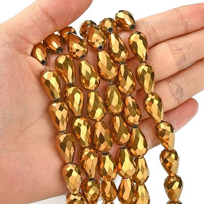 Electroplate Glass Beads Strands X-EGLA-D017-15x10mm-3-1