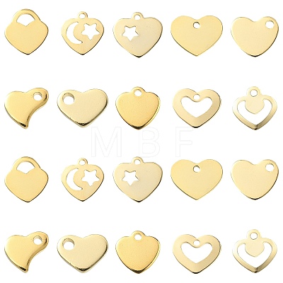 50Pcs 10 Styles 201 Stainless Steel Charms STAS-CJ0002-23-1